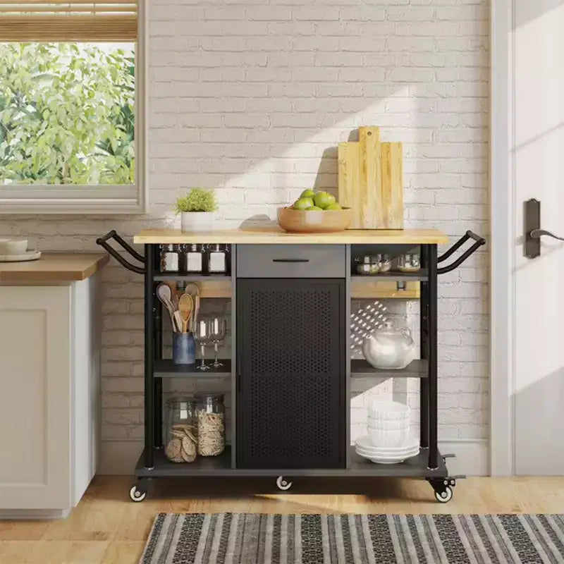 Carrello da cucina multiuso Bestier con superficie estensibile pieghevole, Grigio