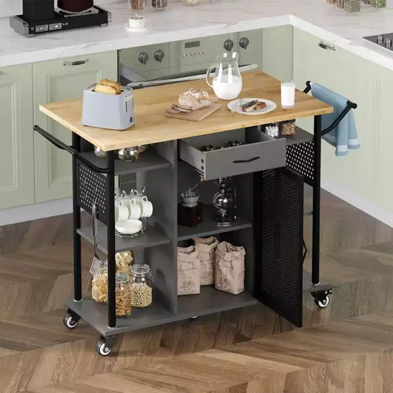 Carrello da cucina multiuso Bestier con superficie estensibile pieghevole, Grigio