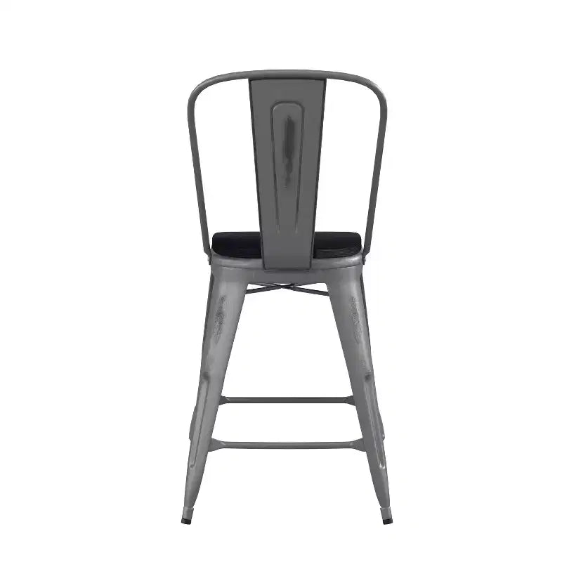 Sgabello da interno Flash Furniture Lincoln, altezza bancone 61 cm, con schienale e seduta in legno in poliresina