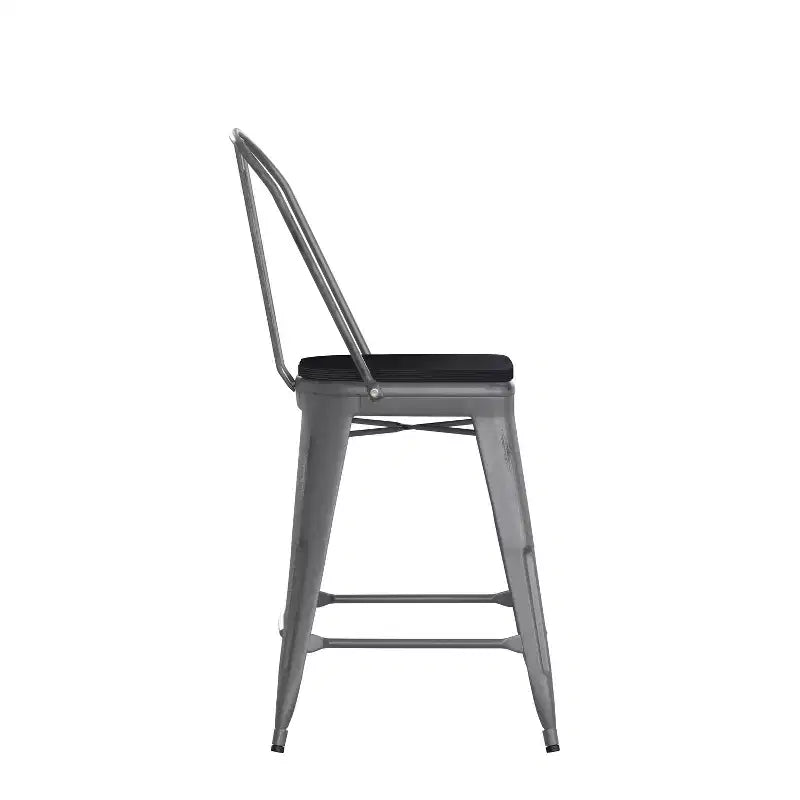 Sgabello da interno Flash Furniture Lincoln, altezza bancone 61 cm, con schienale e seduta in legno in poliresina