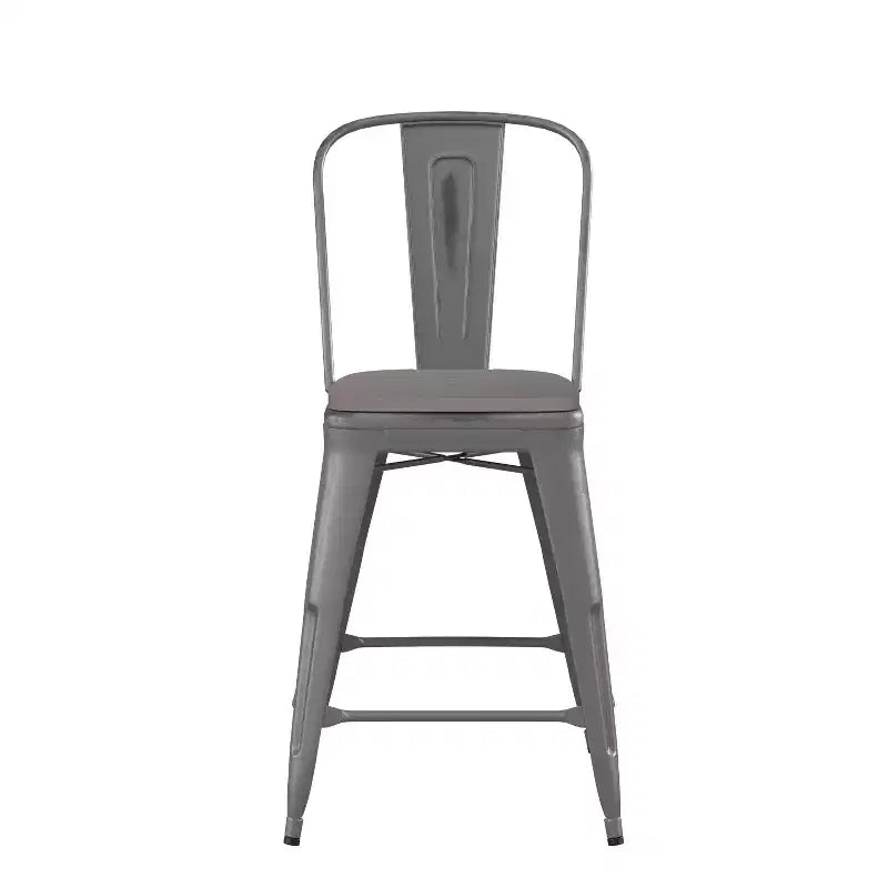 Sgabello da interno Flash Furniture Lincoln, altezza bancone 61 cm, con schienale e seduta in legno in poliresina