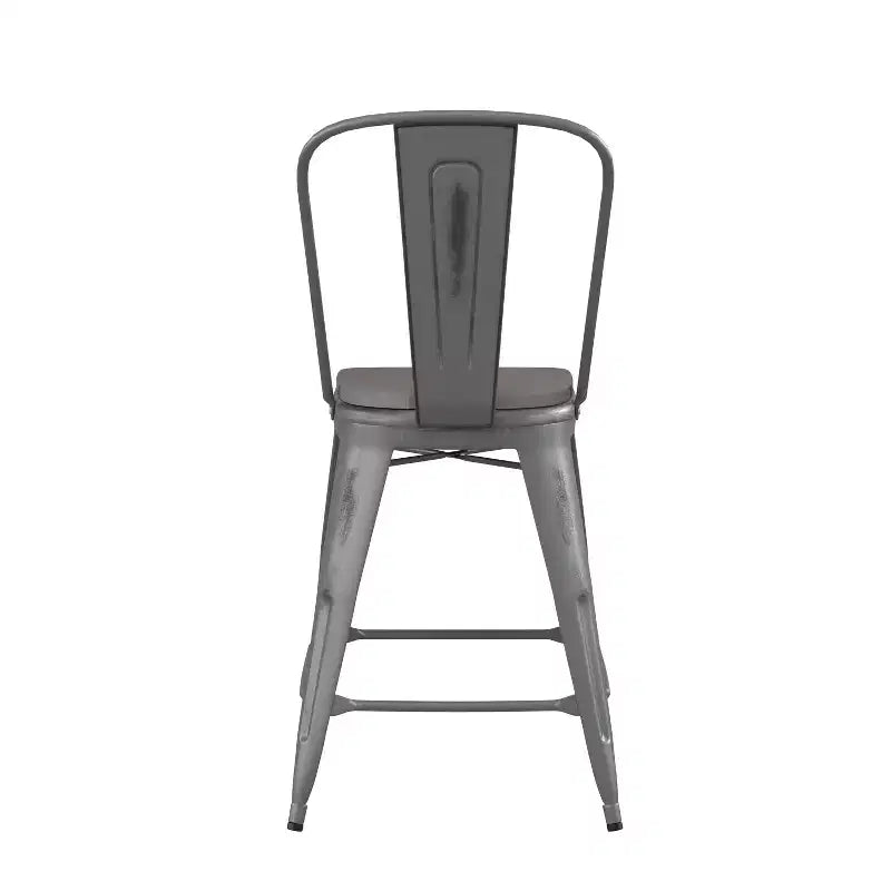 Sgabello da interno Flash Furniture Lincoln, altezza bancone 61 cm, con schienale e seduta in legno in poliresina