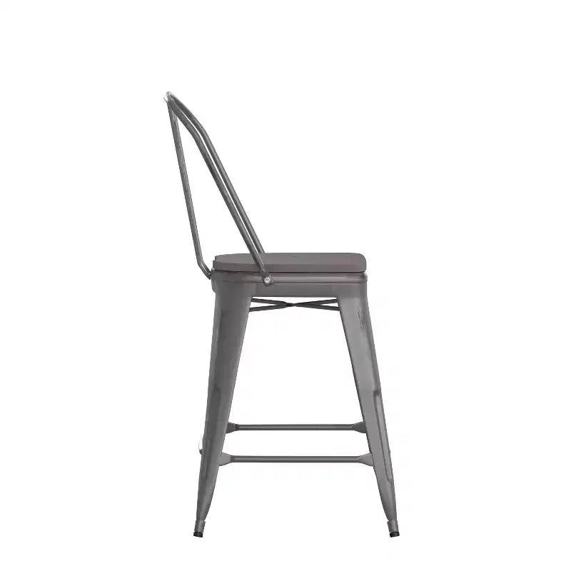 Sgabello da interno Flash Furniture Lincoln, altezza bancone 61 cm, con schienale e seduta in legno in poliresina