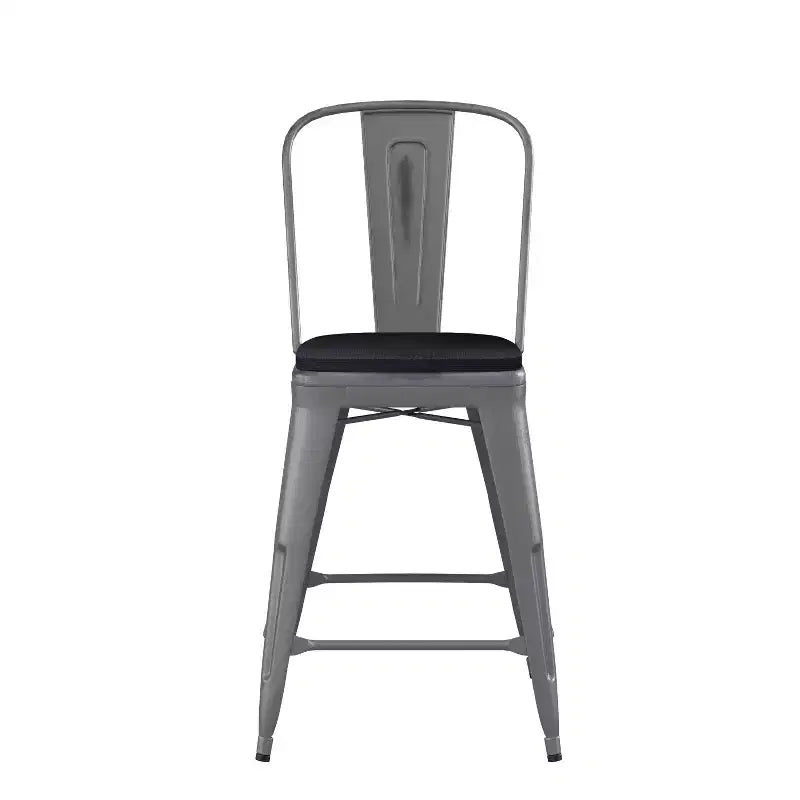 Sgabello da interno Flash Furniture Lincoln, altezza bancone 61 cm, con schienale e seduta in legno in poliresina