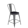 Sgabello da interno Flash Furniture Lincoln, altezza bancone 61 cm, con schienale e seduta in legno in poliresina