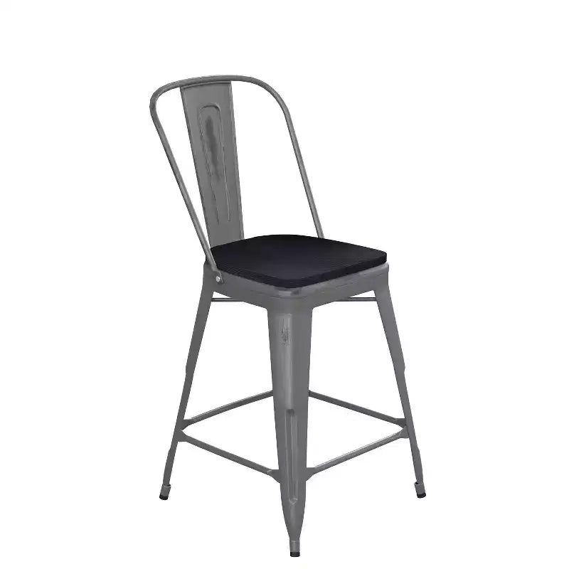 Sgabello da interno Flash Furniture Lincoln, altezza bancone 61 cm, con schienale e seduta in legno in poliresina