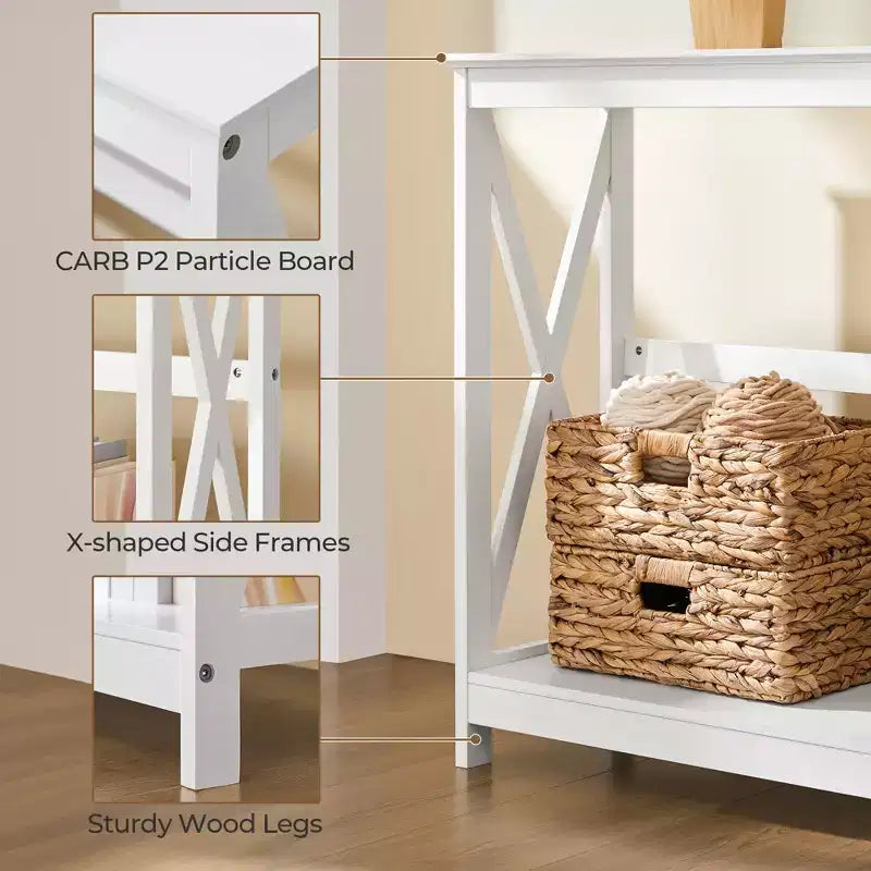 Yaheetech Tavolino Console da Divano a 2 Livelli con Design a X Tavolo Laterale per Soggiorno