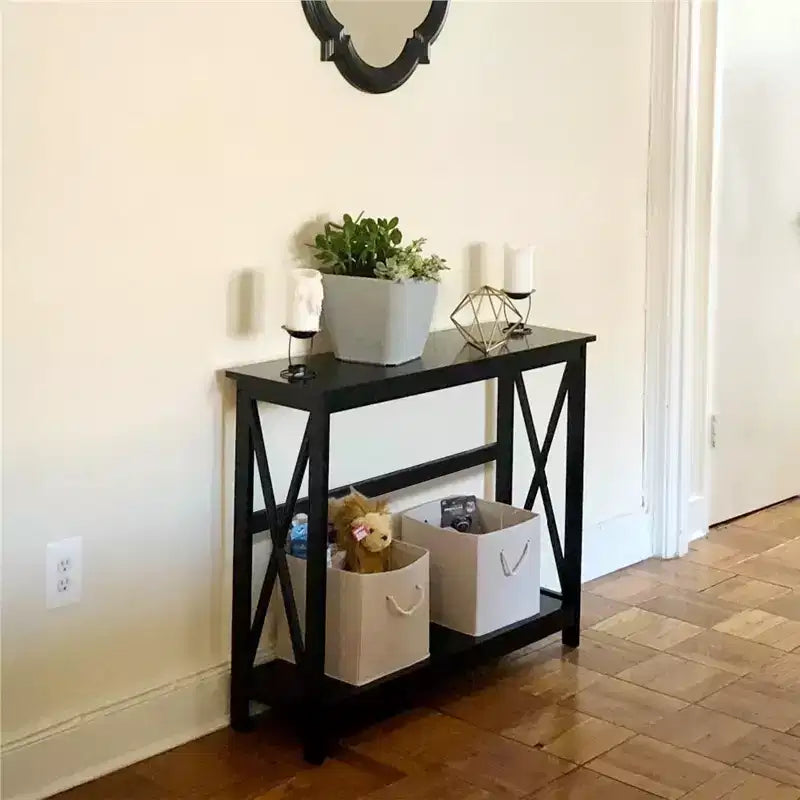 Yaheetech Tavolino Console da Divano a 2 Livelli con Design a X Tavolo Laterale per Soggiorno