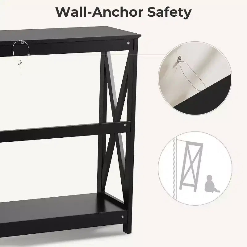 Yaheetech Tavolino Console da Divano a 2 Livelli con Design a X Tavolo Laterale per Soggiorno