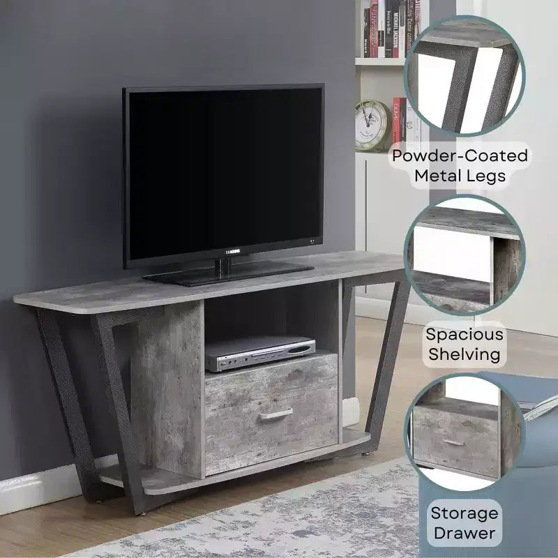 Mobile porta TV Graystone a 1 cassetto per TV fino a 60 pollici con ripiani - Breighton Home