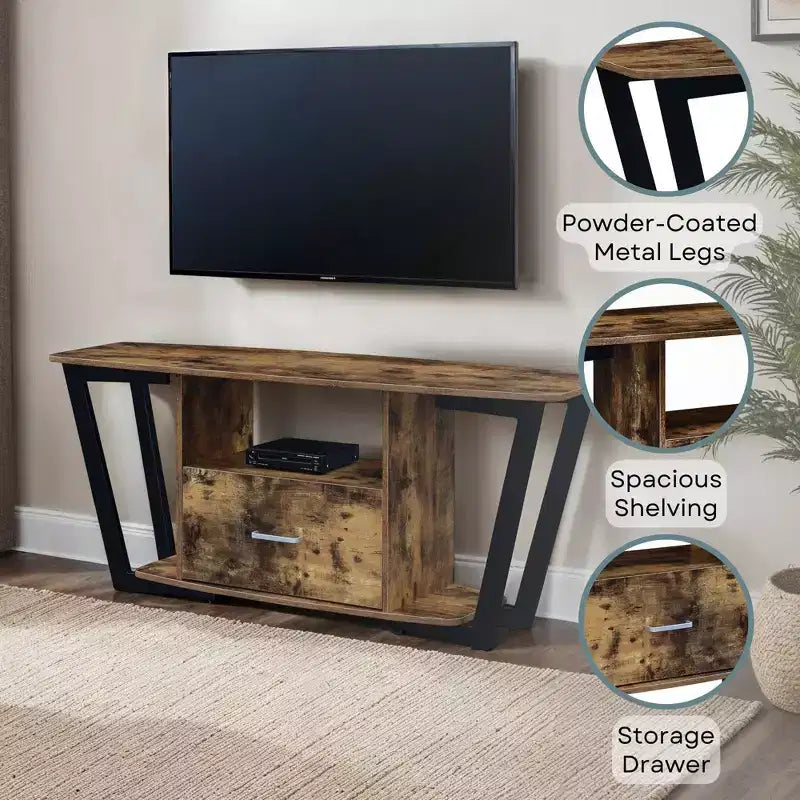 Mobile porta TV Graystone a 1 cassetto per TV fino a 60 pollici con ripiani - Breighton Home