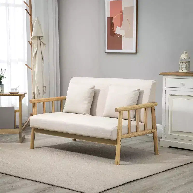 HOMCOM Divano 2 posti da 122 cm per piccoli spazi, divanetto moderno per camera da letto, soggiorno e altro, divano piccolo imbottito, Beige