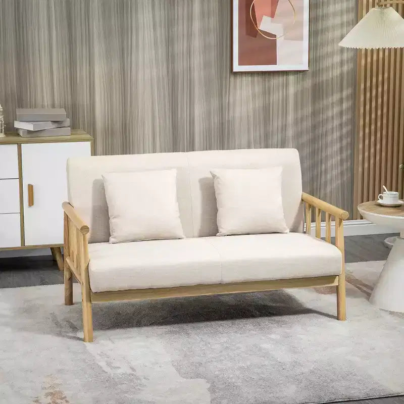 HOMCOM Divano 2 posti da 122 cm per piccoli spazi, divanetto moderno per camera da letto, soggiorno e altro, divano piccolo imbottito, Beige