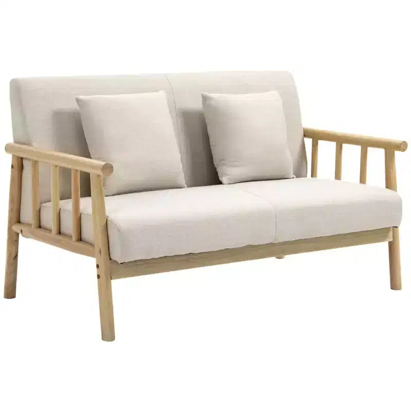 HOMCOM Divano 2 posti da 122 cm per piccoli spazi, divanetto moderno per camera da letto, soggiorno e altro, divano piccolo imbottito, Beige