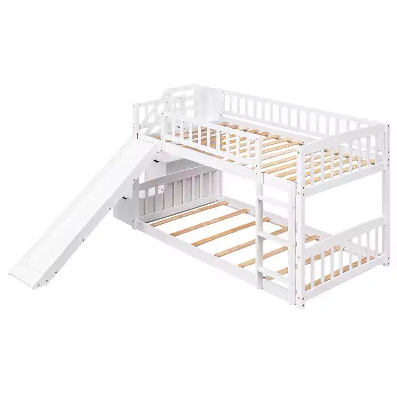 Letto a castello ModernLuxe con scaletta e due cassetti (due letti singoli)