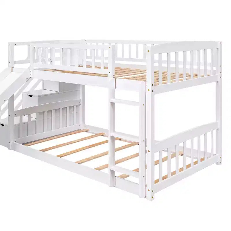 Letto a castello ModernLuxe con scaletta e due cassetti (due letti singoli)