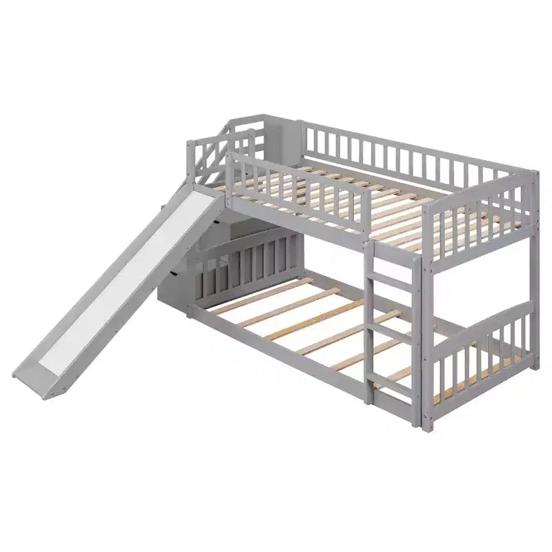 Letto a castello ModernLuxe con scaletta e due cassetti (due letti singoli)