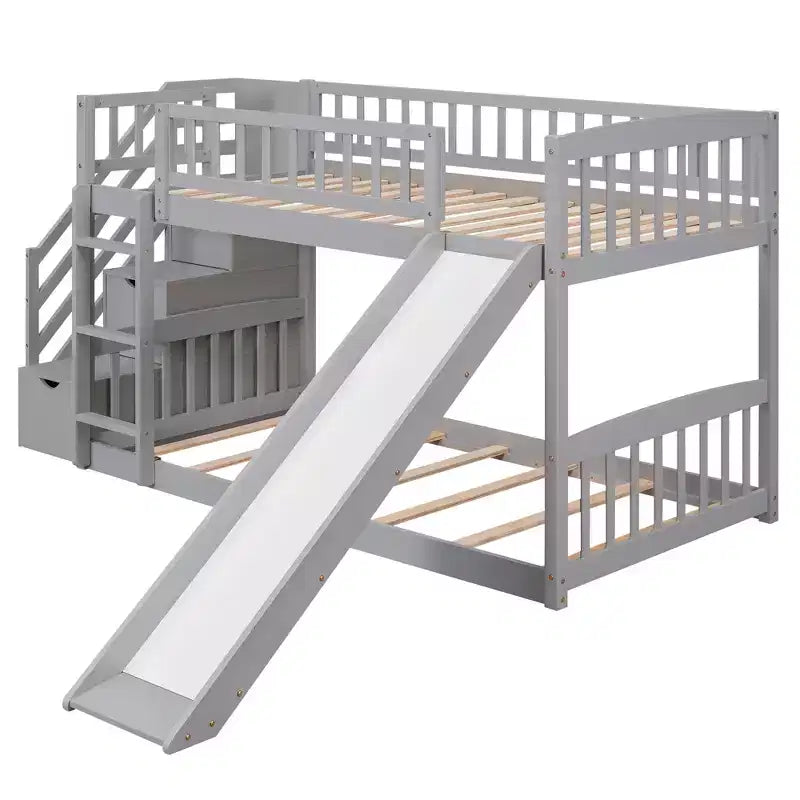 Letto a castello ModernLuxe con scaletta e due cassetti (due letti singoli)