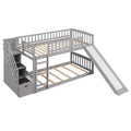 Stairway Twin over Twin Bunk Bed with Two Drawers and Slide-ModernLuxe