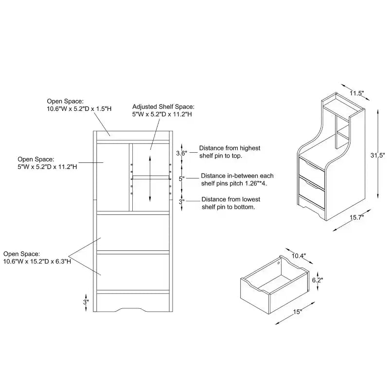 Comodino multi-scomparto Clumsen - miBasics