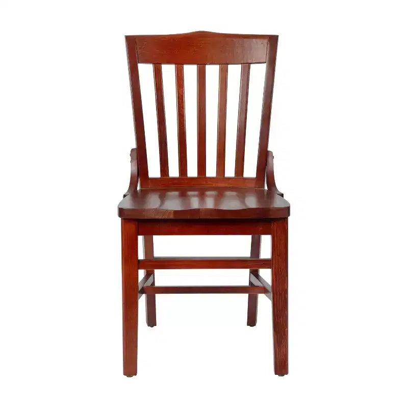Sedia da Ristorante in Legno Mogano con Schienale a Scolaro Serie HERCULES, Confezione da 2, di Flash Furniture