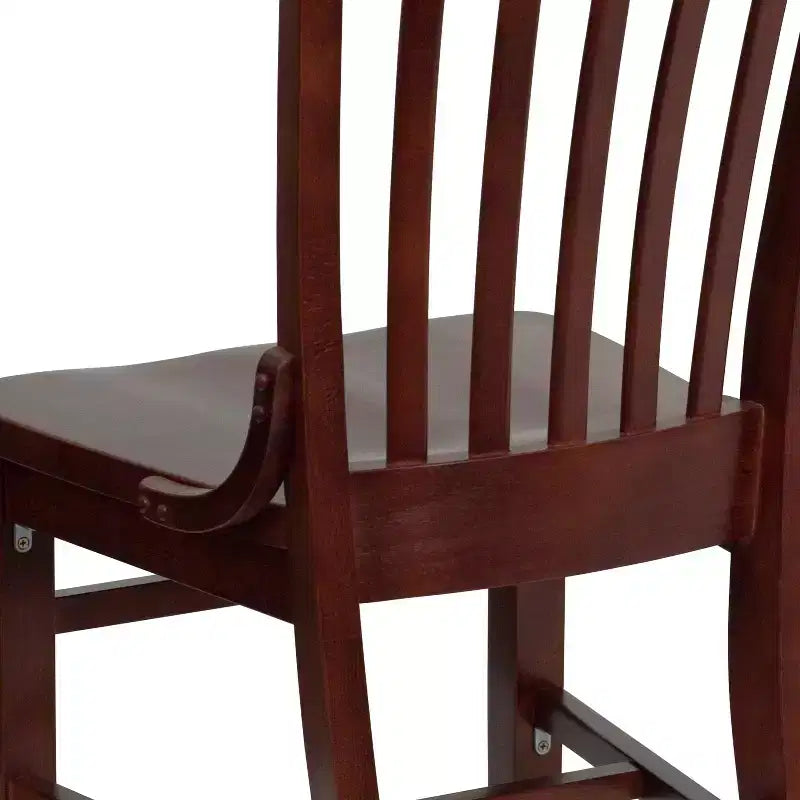 Sedia da Ristorante in Legno Mogano con Schienale a Scolaro Serie HERCULES, Confezione da 2, di Flash Furniture