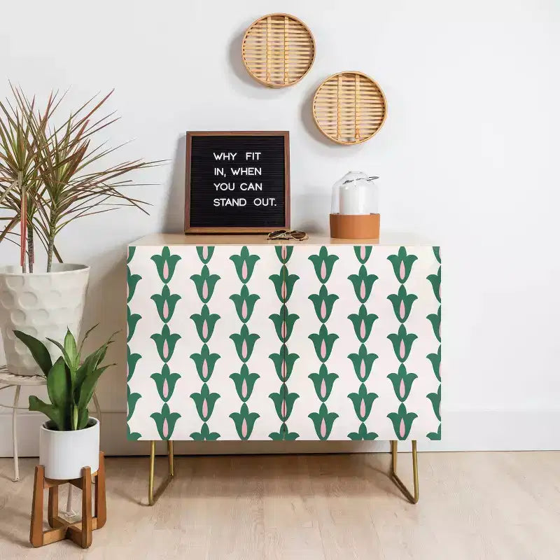 Credenza Maritza Lisa Retro con Fantasia Floreale Verde - Deny Designs