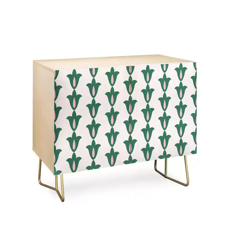 Credenza Maritza Lisa Retro con Fantasia Floreale Verde - Deny Designs