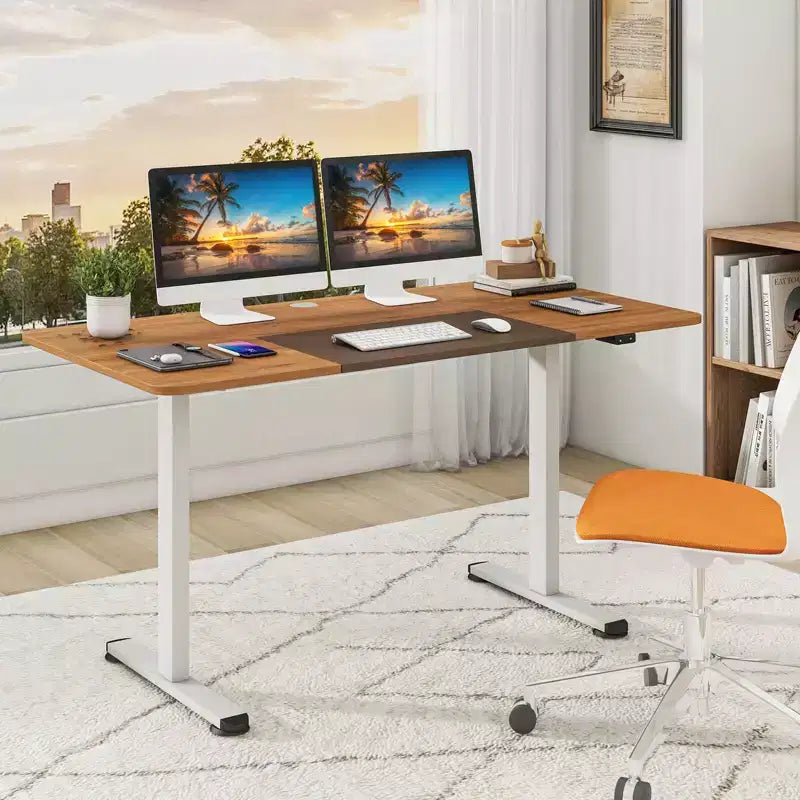Scrivania elettrica regolabile in altezza Costway, postazione di lavoro per computer da seduti a in piedi per ufficio domestico