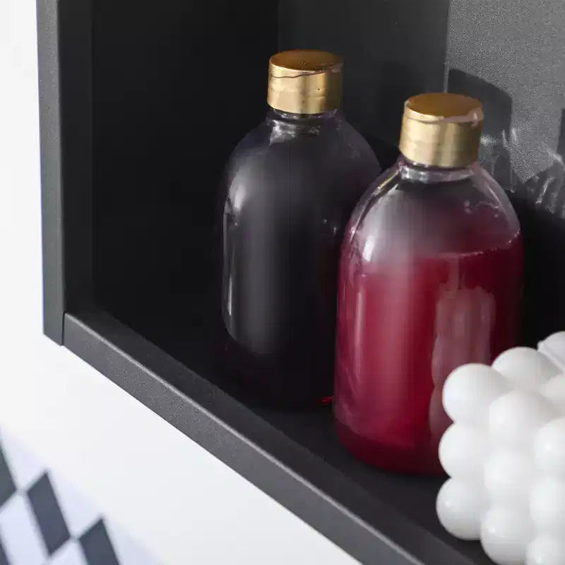 kleankin Armadietto dei Medicinali a Parete, Mobile Specchio da Bagno con Ante Doppie e Ripiani, Nero