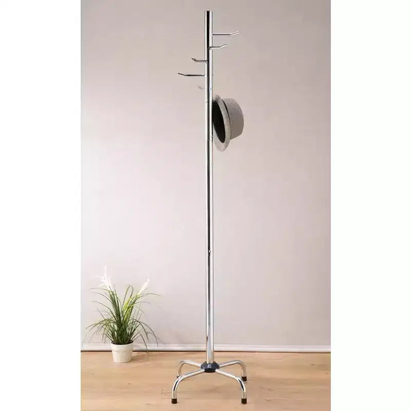6 Hooks Coat Hat Rack Silver Metal Chrome Finish