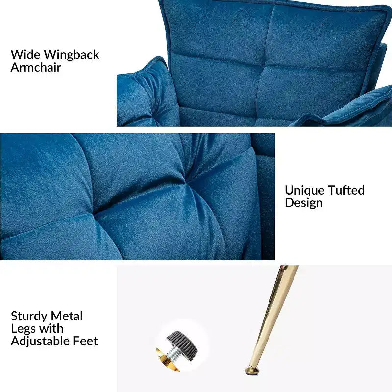 Set di 2 Poltrone Moderne in Velluto Jonat con Gambe in Metallo per Camera da Letto e Soggiorno | ART OF LIVING DESIGNS
