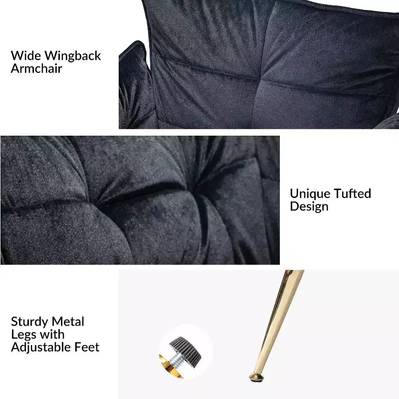 Set di 2 Poltrone Moderne in Velluto Jonat con Gambe in Metallo per Camera da Letto e Soggiorno | ART OF LIVING DESIGNS