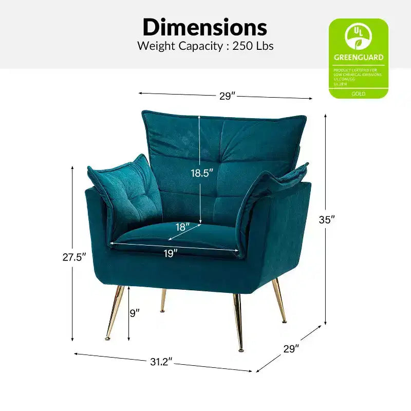 Set di 2 Poltrone Moderne in Velluto Jonat con Gambe in Metallo per Camera da Letto e Soggiorno | ART OF LIVING DESIGNS