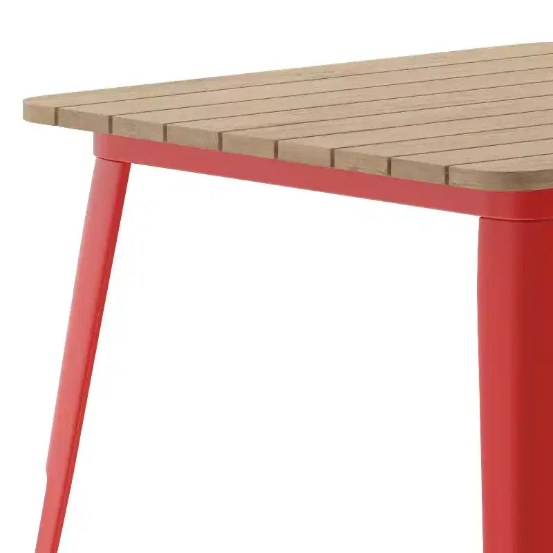 Flash Furniture Declan tavolo da pranzo commerciale per interni/esterni, piano quadrato da 31,5" in poliresina per tutte le stagioni con base in acciaio