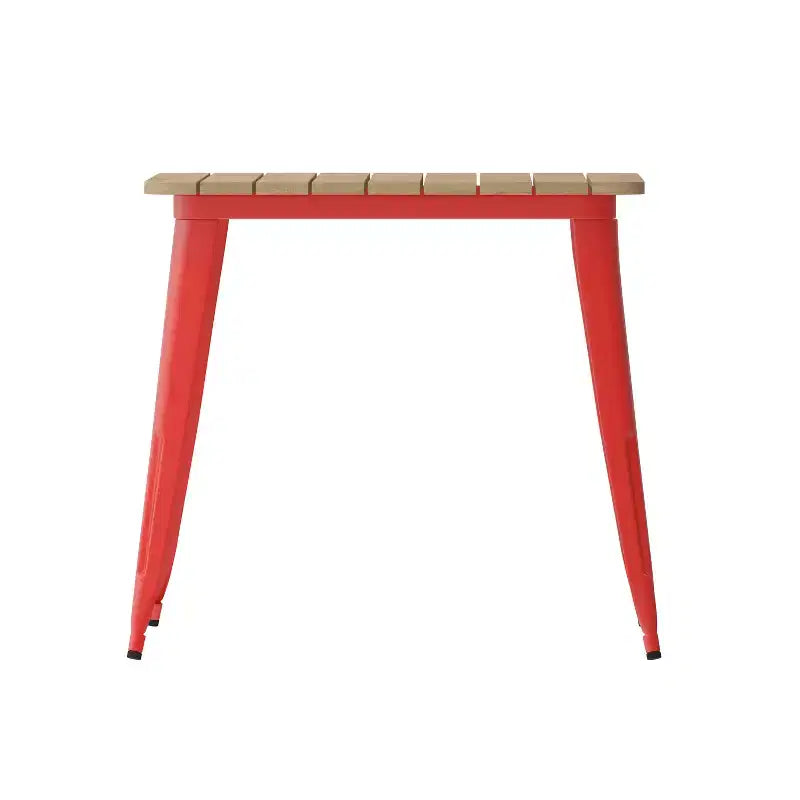 Flash Furniture Declan tavolo da pranzo commerciale per interni/esterni, piano quadrato da 31,5" in poliresina per tutte le stagioni con base in acciaio