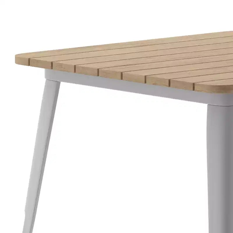 Flash Furniture Declan tavolo da pranzo commerciale per interni/esterni, piano quadrato da 31,5" in poliresina per tutte le stagioni con base in acciaio