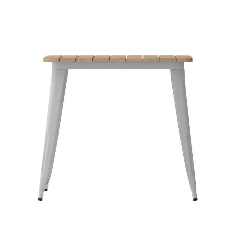 Flash Furniture Declan tavolo da pranzo commerciale per interni/esterni, piano quadrato da 31,5" in poliresina per tutte le stagioni con base in acciaio