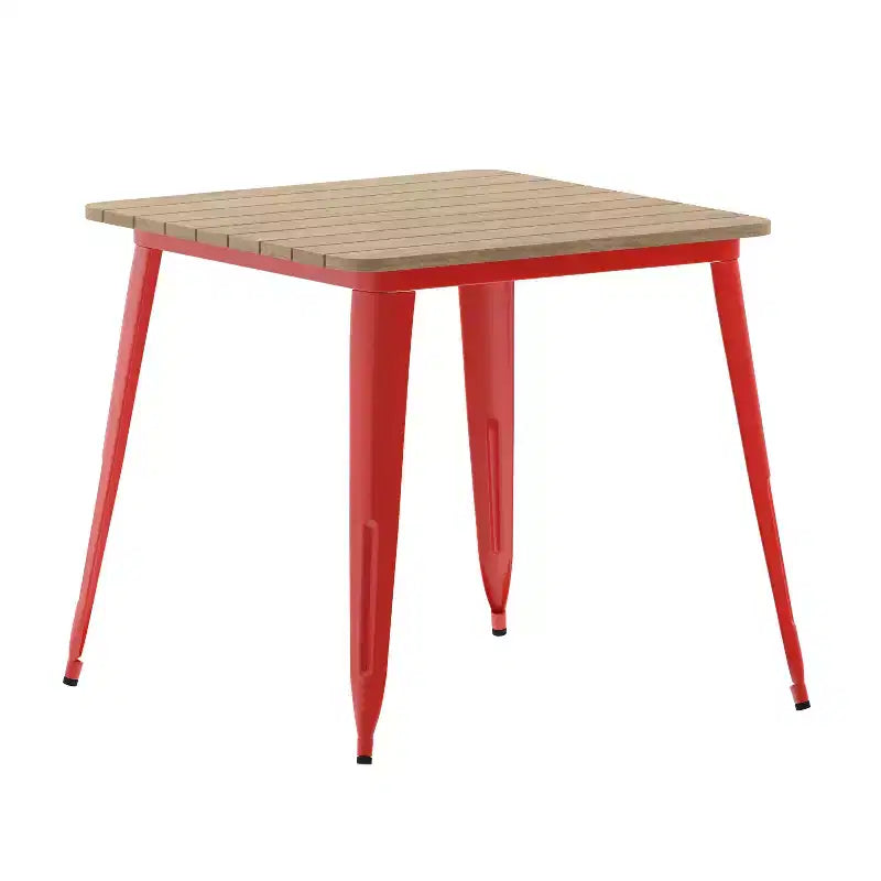 Flash Furniture Declan tavolo da pranzo commerciale per interni/esterni, piano quadrato da 31,5" in poliresina per tutte le stagioni con base in acciaio