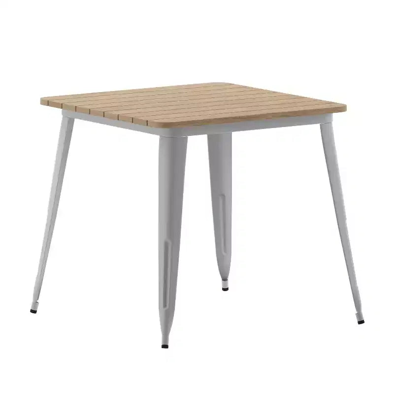 Flash Furniture Declan tavolo da pranzo commerciale per interni/esterni, piano quadrato da 31,5" in poliresina per tutte le stagioni con base in acciaio