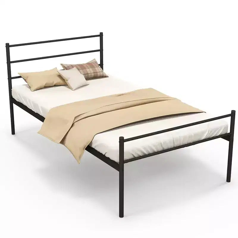 Costway Struttura Letto Matrimoniale in Metallo Base Materasso Nessuna Rete a Molle Necessaria