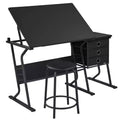 Yaheetech adjustable Drafting Table & Stool Set Black