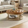 Pouf rotondo Chloe in pelle vegana con contenitore e borchie | ART OF LIVING DESIGNS