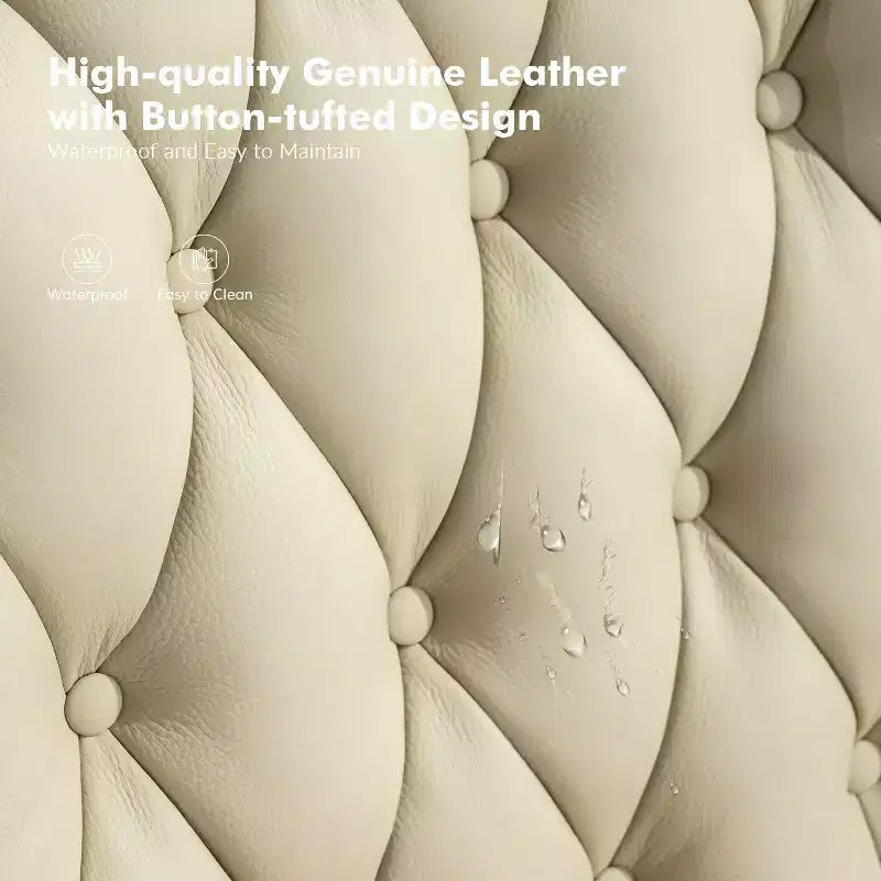 Poltrona reclinabile Justine Transitiona in legno con rivestimento in vera pelle e borchie per soggiorno e camera da letto | ART OF LIVING DESIGNS