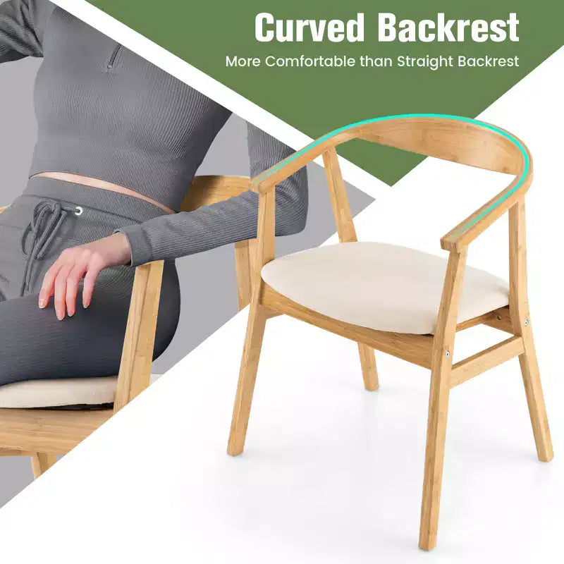 Costway Sedia Accent in Bambù Poltrona Moderna in Bambù Poltrona da Salotto Imbottita per Soggiorno