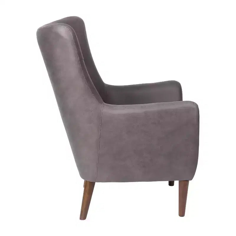 Poltrona accentata tradizionale Wingback Merrick Lane, rivestimento in ecopelle e struttura e gambe in legno