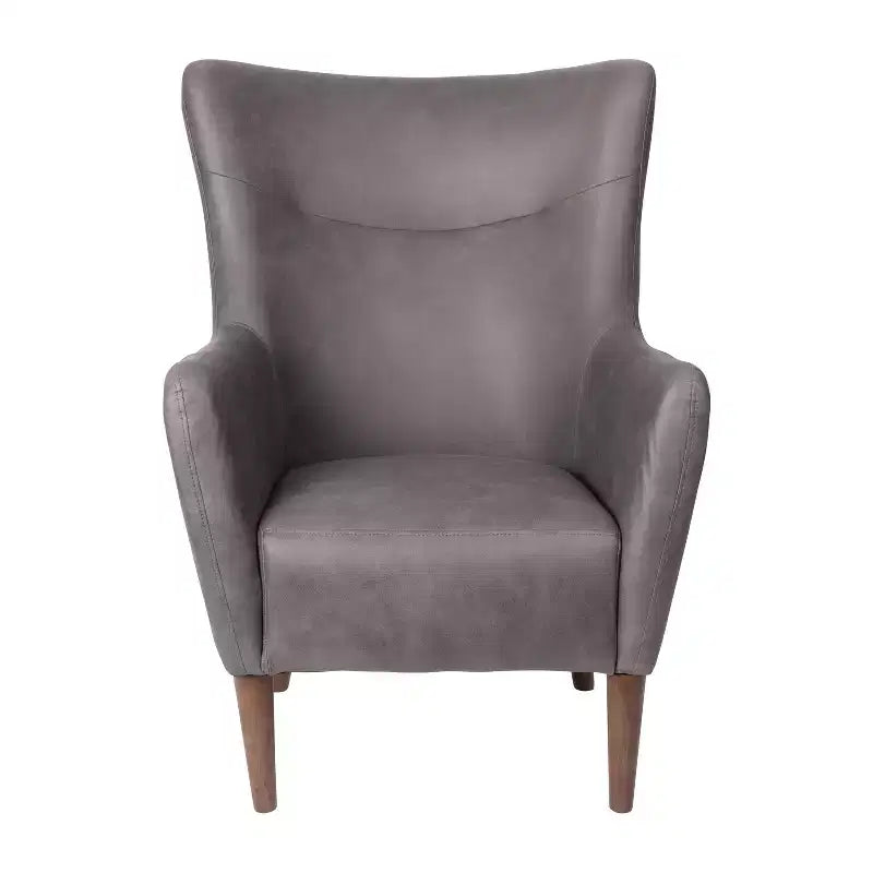 Poltrona accentata tradizionale Wingback Merrick Lane, rivestimento in ecopelle e struttura e gambe in legno