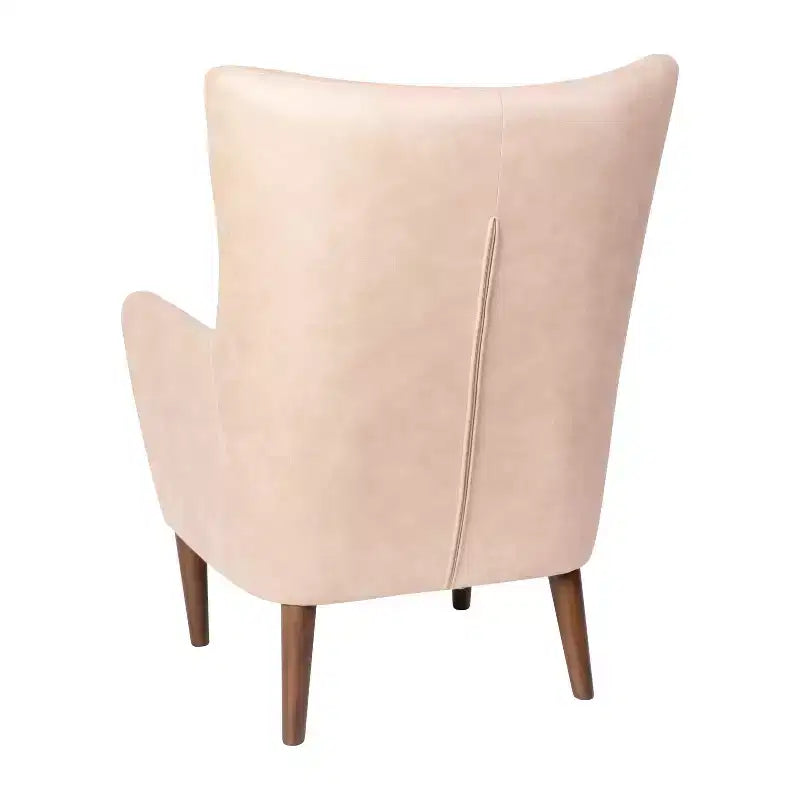 Poltrona accentata tradizionale Wingback Merrick Lane, rivestimento in ecopelle e struttura e gambe in legno