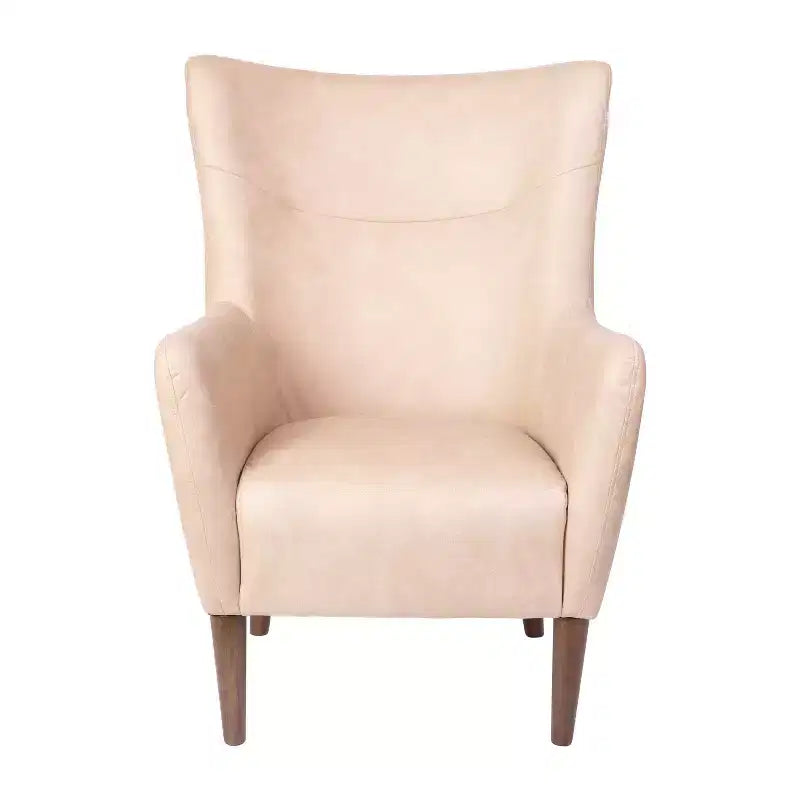 Poltrona accentata tradizionale Wingback Merrick Lane, rivestimento in ecopelle e struttura e gambe in legno
