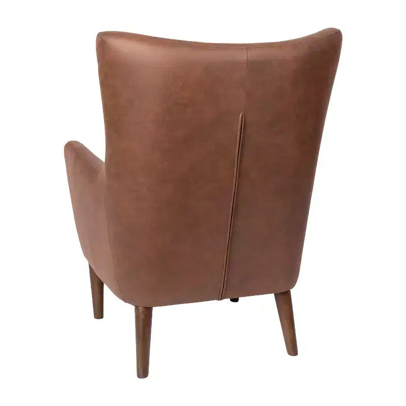 Poltrona accentata tradizionale Wingback Merrick Lane, rivestimento in ecopelle e struttura e gambe in legno